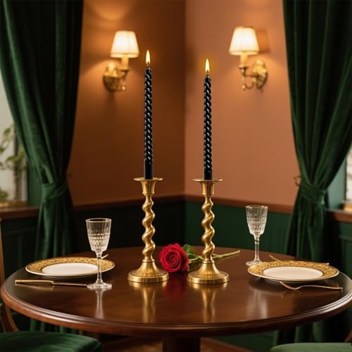 WPONSZU 10 Inch Black Spiral Taper Candle Set, 12 Pack Unscented Dripless Candlesticks for Halloween,Dinner,Party Brithday Wedding and Home Decoration - Image 4