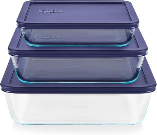 Pyrex Simply Store (3-Pack) Rectangular Glass Food Storage Containers Set by Pyrex