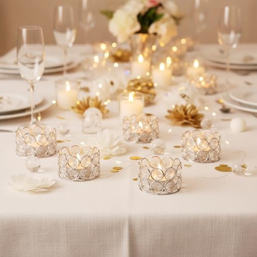 Silver Crystal Tealight Candleholders - Pack of 10 Tea Lamp Candle Holders - Image 2
