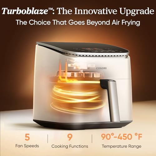 Cosori TurboBlaze Smart Air Fryer 6 Qt, Shake Reminders, 9-in-1, Cream - Image 2