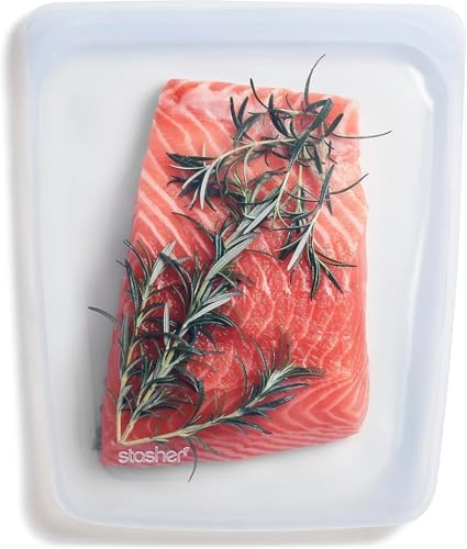 Stasher Reusable Half Gallon Silicone Food Storage Bag, Clear, 64 oz by Stasher