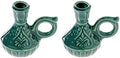 Set of 2 Ceramic Candleholders for Danilovo Slim Taper Candles, Orthodox Candleholders, for Candles up to Diameter 2/5 Inches (Green) by Danilovo