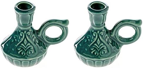 Set of 2 Ceramic Candleholders for Danilovo Slim Taper Candles, Orthodox Candleholders, for Candles up to Diameter 2/5 Inches (Green) - Image 6