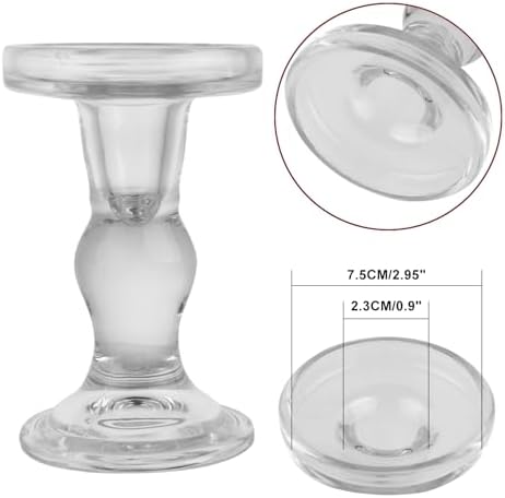 6-Piece Set of Glass Candlestick, Crystal Candlestick Holder Holder and Conical Candle, Christmas Candle Holder Decoration, Family Living Room Wedding Candle Holder (Clear 2sets) - Image 3