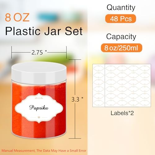 PeacePeo 8 OZ Plastic Jars, 48 Pack Clear Slime Containers with Lids - Image 2