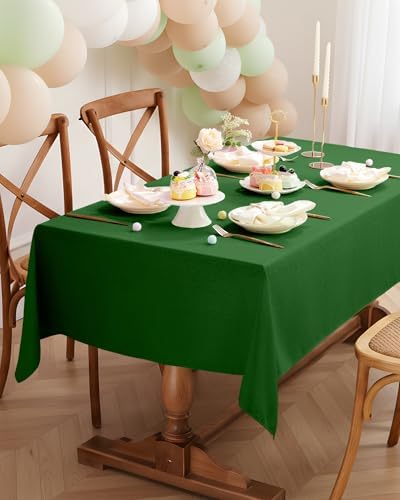 Pureegg Rectangle Poly Linen Tablecloth Waterproof & Stain Resistant, Wrinkle-Free Table Cloth Adds Elegance and Protection, Ideal for Dining, Party, Wedding and Outdoor, 52 x 70 Inch, Green - Image 6
