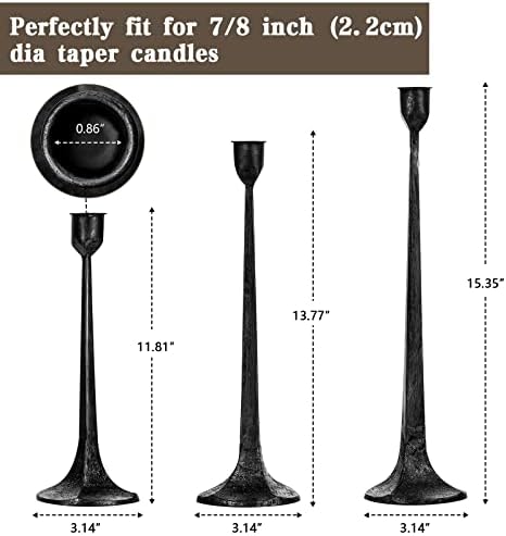 Iron Taper Candle Holder Set of 3 - Decorative Tall Candle Stand - Image 2