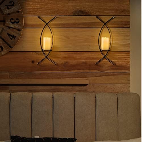 Vesici Candle Sconces Set of Two Metal Wall Candle Holder,Black - Image 4