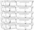 M MCIRCO 10 Pack,30 oz, 2 Compartments Glass Meal Prep Containers with Lids by MMCIRCO