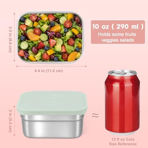 Caperci 3-Pack Stainless Steel Snack Containers with Silicone Lids - 10oz Reusable Small Food Storage Containers for Snacks & Deli Foods, Leak-Proof, Easy Open & BPA-Free (290ML) - Image 2