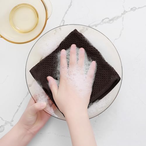 Homaxy 100% Cotton Waffle Weave Kitchen Dish Cloths 8-Pack, Dark Brown - Image 4