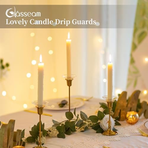 Glasseam Candle Drip Protectors, 12Pcs Clear Glass Bobeches for Candlestick - Image 2