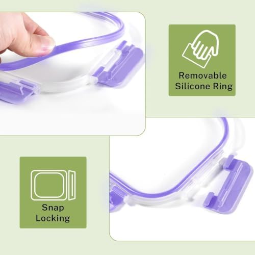 8 Pack Glass Food Storage Containers with Snap Locking Lids for Meal Prep - Image 7