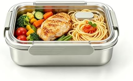 Stainless Steel Food Storage Containers, Silver, 22oz by HOMMIYA