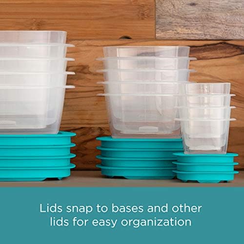 Rubbermaid 38-Piece Food Storage Containers with Snap Bases for Easy Organization and Lids for Lunch, Meal Prep, and Leftovers, Dishwasher Safe, Clear/Blue - Image 2
