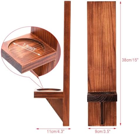 OwnMy 2PCS Wood Wall Candle Sconces Rustic Wall Mount Pillar Candle Sconces - Image 3