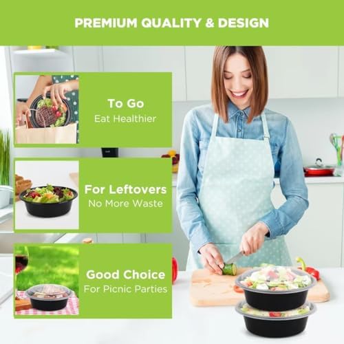 Meal Prep Containers, 50Pack 24oz Round To Go Bowls with Lids - Image 4
