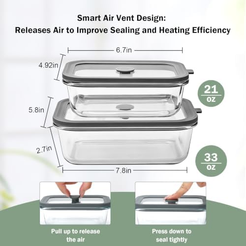 10 Pack Glass Food Storage Containers with Glass Lids, 5 x 35oz & 5 x 21oz - Image 2