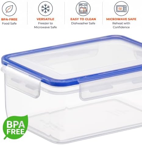 Tribello 68 oz Airtight Food Storage Containers with SnapTight Lids – Clear, Stackable, BPA-Free Meal Prep Containers for Kitchen, Freezer & Pantry – 3-Pack - Image 7