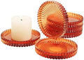 Glass Candle Tray 6 Pack Round Candle Holder Plates Candleholders,Amber by Unknown