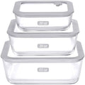 Glass Food Containers with Glass Lid, Microwave Safe Food Storage Container Set, 3 Pack, Square Shape, Food Containers with Lids, Meal Prep containers with Leak Proof Lid. by Eco-Evo