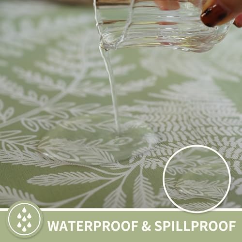 Rectangle Table Cloth,100% Waterproof Tablecloth Oil Proof Spill Proof Vinyl Table Cloth, Wipe Clean Plastic Table Cover for Dining, Camping, Indoor and Outdoor 52" x 70",Green Leaves - Image 2