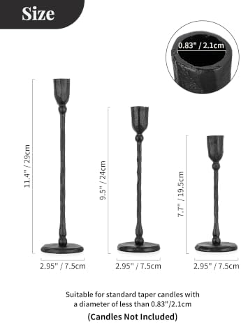 NUPTIO Cast Iron Candlestick Holders: Black Candle Stick Holder Set of 3 - Image 5