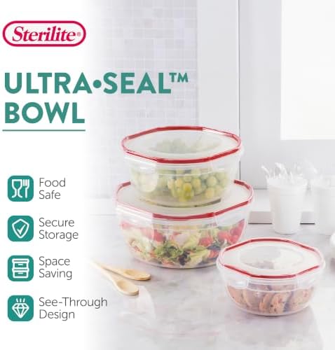 Sterilite Ultra-Seal Bowl, Airtight Food Storage Container, 8.1 Qt, 2-Pack - Image 2