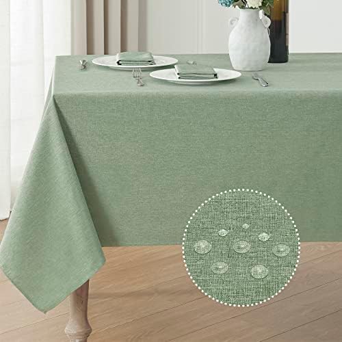 Veblandy Rectangle Tablecloth Waterproof Linen Textured Table Cloth Stain and Wrinkle Resistant Washable, Decorative Fabric Table Cover for Dining, Party and Camping (Sage Green, 52 * 70) by Veblandy