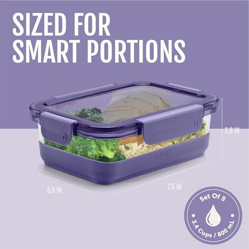 Ello Duraglass Refresh 3.4 Cup Meal Prep Containers, 10 Pc, Everest - Image 4