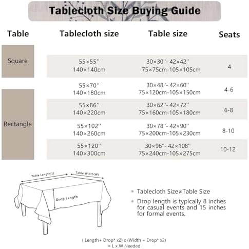 Joyfol Day Rustic Waterproof Linen Tablecloth, Heavy Weight Fern Embroidery Table Cloths for Rectangle Tables, Farmhouse Spill-Proof Table Covers with Tassels, Blue 55''x 70'' - Image 6
