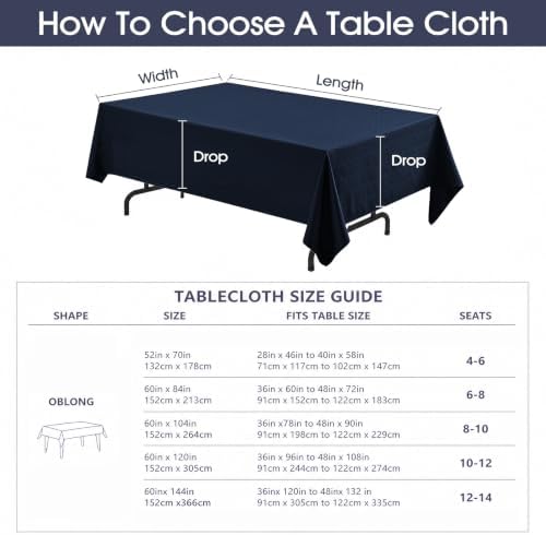 Veblandy Rectangle Tablecloth Waterproof 60x120 inch Linen Textured Table Cloth Stain and Wrinkle Resistant Washable, Decorative Fabric Table Cover for Dining, Party and Camping, Navy Blue - Image 6