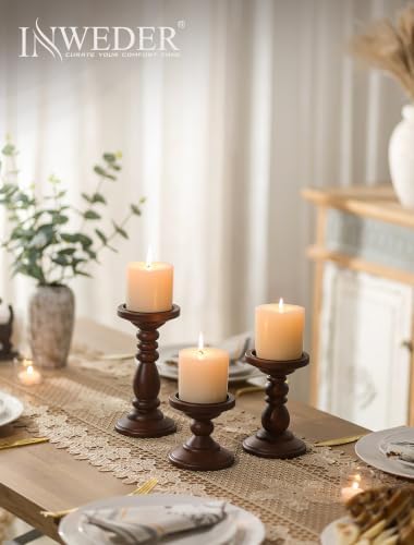 Wood Pillar Candle Holder: Mid Century Modern Brown Candle Stand - Image 5