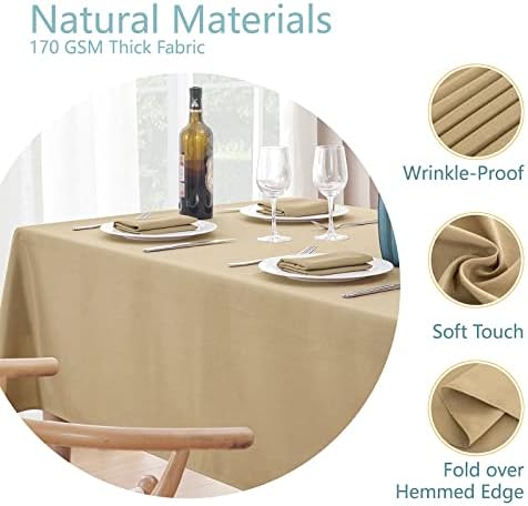 Veblandy Faux Linen Rectangle Tablecloth Waterproof 52x70 inch Table Cloth Stain and Wrinkle Resistant Washable, Decorative Fabric Table Cover for Dining, Kitchen, Wedding and Parties, Coffee - Image 3