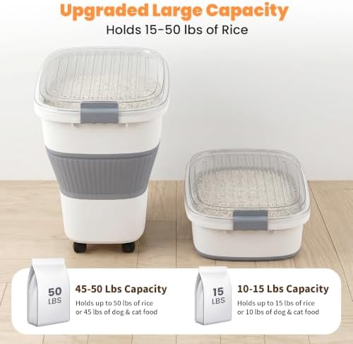 50 Lbs Rice Container, Collapsible Dog Food Storage Container - Image 2
