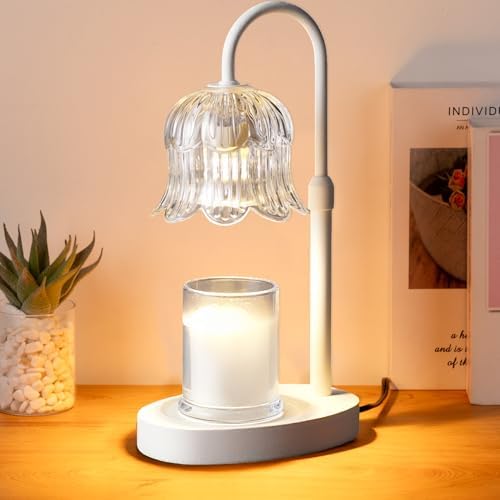 CRMILL Candle Warmer Lamp Electric Timer - Flower Candle Lamps Height Adjustable Home Bedroom Decor House White by Unknown