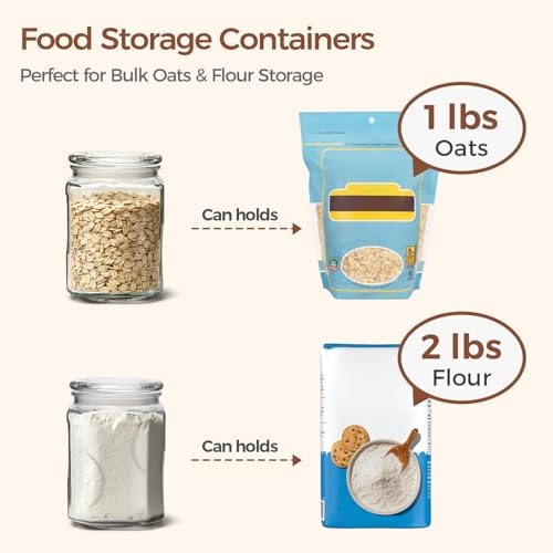 ComSaf Half Gallon Square Glass Pantry Jars with Lids 2 Pack Wide Mouth - Image 3
