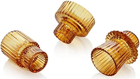 Vixdonos Taper Glass Candlestick Holders Tealight Candle Holders for Table Centerpieces, Wedding Decor and Dinner Party (3 Pcs, Amber) - Image 3