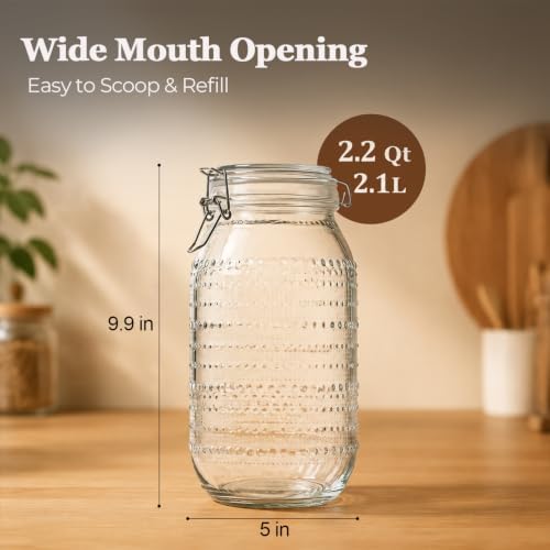 ComSaf Tall Glass Pantry Jars with Airtight Lids 71 oz 3 Pack Wide Mouth - Image 3