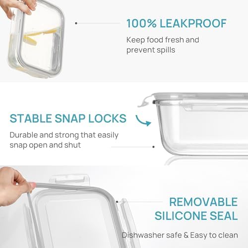 Vtopmart 1Pack 1860ml/63oz Large Glass Storage Container with Lids - Image 6