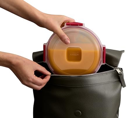 Joseph Joseph Nest Lock 8-piece Plastic BPA Free Round Food Storage Container Set with Lockable Airtight Leakproof Lids - Red - Image 6