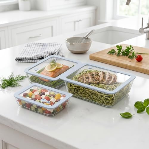 Urban Green Glass Food Container Set with Silicone Glass Lid, 3 Pack, Airtight, LeakProof, 100% Plastic Free, Meal Prep Food Storage Containers - Image 6