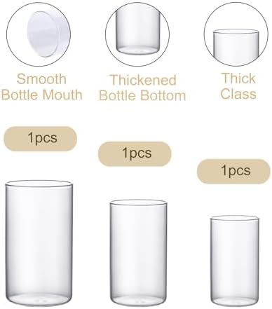 PHOSPHOR Hurricane Candle HoldersFor Pillar Candle Clear Glass Cylinder Centerpieces Vases Table Decoration Centerpiece Floral Room Decor Clear Seeded Bubbles Living Dining 3 Pieces - Image 7