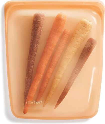 Stasher Premium Reusable Half Gallon Silicone Bag, Orange, 64 oz by Stasher