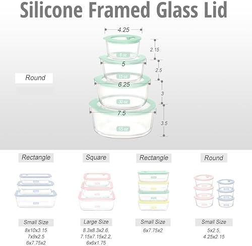 Urban Green Glass Food Container Set with Glass Lid, 4 Pack, Meal Prep Containers with Silicone Framed Airtight Lid, Leakproof, 100% Plastic Free, - Image 2