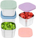 Caperci 4-Pack Stainless Steel Snack Containers with Silicone Lids - 4.7oz Reusable Small Food Containers for Snacks Condiments, Salad Dressing Container, Leak-Proof, BPA-Free by Caperci