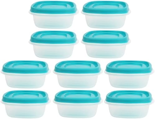 Food Storage Containers, Rubber Maid, Green, 1.25 Cup Food Storage Containers, 20 Piece Set, Easy Find Lids, 10 Containers, 10 Lids by Utensilux
