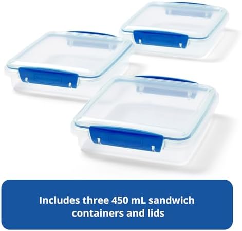 Rubbermaid Pack & Go 450 mL Sandwich Container, 3-Pack, Meal Prep Containers with Secure Seal Lids - Image 6