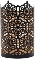 Hosley 7 Inch High Cut Bronze LED Votive Tealight Holder Lantern Intricate Floral Design for Timeless Elegance and Cozy Illumination in Stylish Home D cor Elevate Your Ambiance by HOSLEY