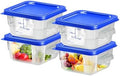 4 pcs 2qt Food Storage Containers with Lid, Square Clear Commercial Food Storage Containers with Handle and Scale for Food Storage in Home Kitchen & Dining (Blue) by Unknown